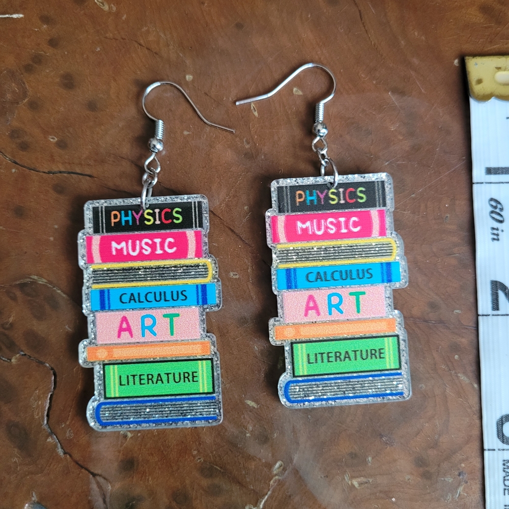 Colorful Book Stack Earrings - Picture 3 of 5